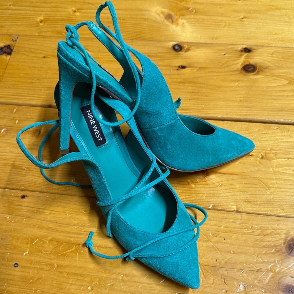 Nine West Turquoise Lace-Up Heels
